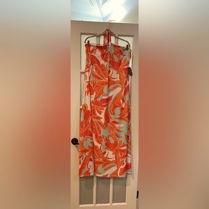 Boston Proper brand. Beautiful, tropical print halter top maxi dress. Never worn